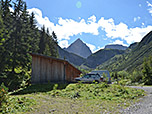 Die Talstation der Materialseilbahn der Hanauer Hütte