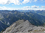 Mittig der Allgäuer Hauptkamm, rechts davon zeigt sich die Hornbachkette