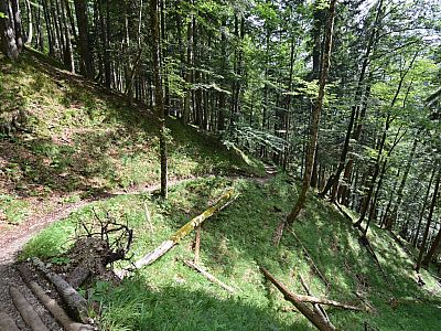 Nachdem der Weg nach Osten führt, wird es wieder flacher