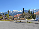 Blick vom Parkplatz beim Haus des Gastes Richtung Karwendel