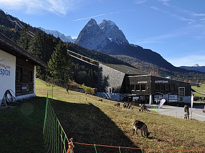 Zwischen Kreuzeckbahn und Alpspitzbahn beginnen wir den Aufstieg