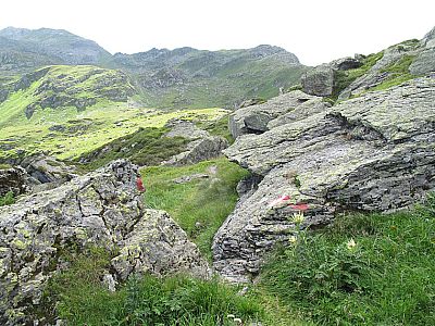 Wir spazieren an größeren Blöcken vorbei