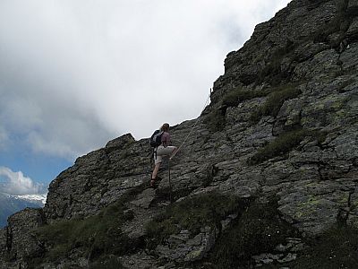 An dieser seilgesicherten Stelle...