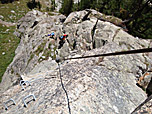 Blick hinunter über die steile Passage