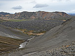 Unten das Lavafeld Laugahraun