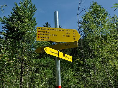 Der Lindenkopf ist kurz nach der Seilbahn Talstation bereits angeschrieben.