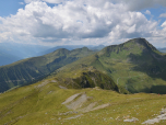 Der Ausblick nach Westen über die Murnauer Scharte zum Geißstein