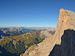 Blick vorbei am Gran Vernel zum Latemar und Rosengarten