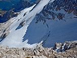 Blick hinunter zum Marmolata-Gletscher