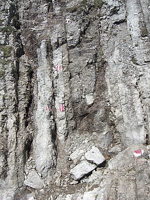 Der Einstieg oberhalb des Bachbetts