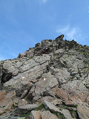 Kletterstelle am Gipfelaufbau