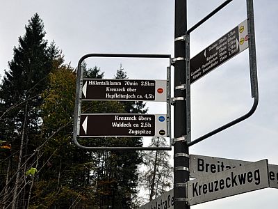 ... ist die Höllentalklamm bereits ausgeschildert.