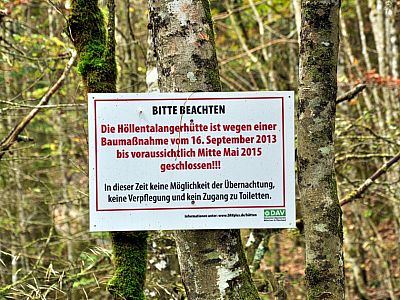 Die Höllentalangerhütte ist derzeit geschlossen
