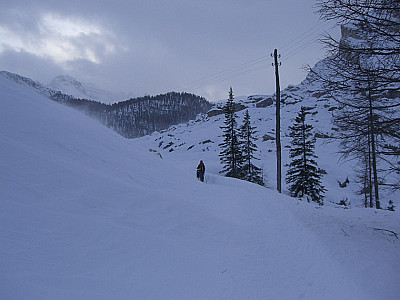 ...geht es über den breiten Fahrweg...