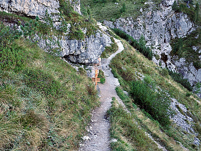Hier stößt von rechts der Weg von der Halslhütte dazu.