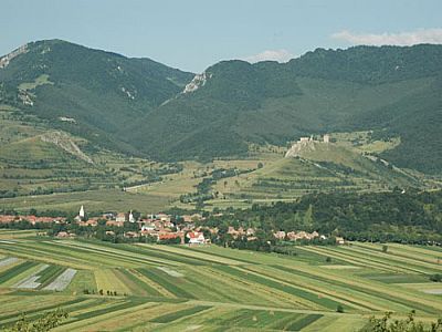 Cetatea Coltesti mit dahinterliegender Burg