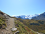 Während des Anstiegs haben wir Piz Palü, Piz Bernina...