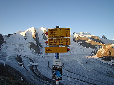 Wegweiser bei der Diavolezza