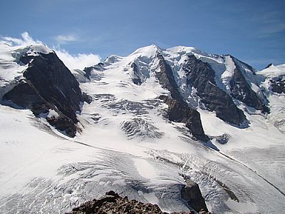 Piz Palü als ständiger Begleiter