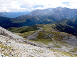 Die Plattkofelhütte vor der Rosengartengruppe