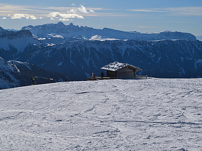 Rosengartengruppe und Schlern hinter dem Gabler Biwak