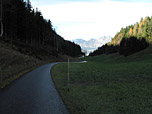 ...geht es leicht abwärts über den geteerten Weg