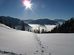 Winterimpressionen, ganz rechts der Wilde Kaiser