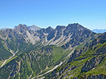 Rechts von der Erlspitze der Kleine und Große Solstein, rechts vorne die Freiungspitzen
