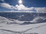 Die Aussicht nach Süden auf die Stubaier Alpen