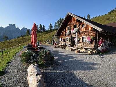 ... wie die Blumenpracht an der Hütte.