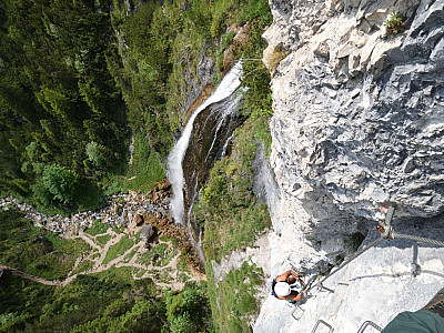 Der Blick zurück auf die Aufstiegsroute