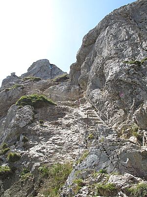 Gipfelanstieg über Stufen...