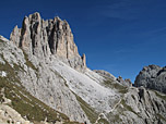 Blick vom Vajolonpass zur Tscheinerspitze