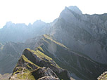 Blick zurück zum Rotsteinpass und zum Altmann