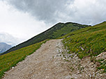 Von der Plumsjochhütte folgen wir dem Fahrweg...