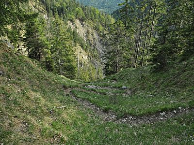 ... recht steil, geht es bergab.