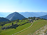 Blick zurück zum Ebner Joch und zur Bergstation der Rofanbahn