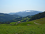 Blick über die Stoanaalm zum Kaisergebirge