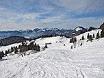 Blick hinunter zur Goglalm