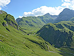 Blick hinunter zur Ravensburger Hütte