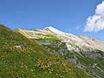 Ein erster Blick zum Gipfel des Spuller Schafbergs