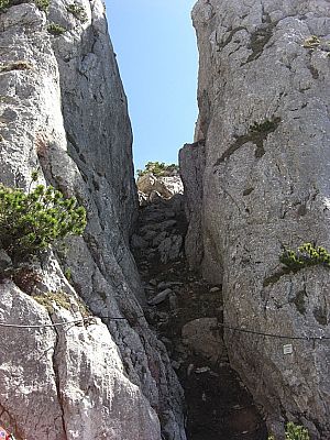 Durch diesen Spalt führt der Normalweg