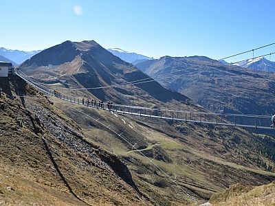 Nach Norden führt uns die Hängebrücke zum Gipfel des Stubnerkogels