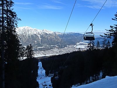 Der Blick vom Kandahar-Express auf Garmisch