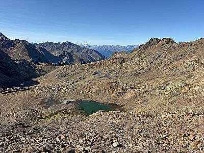Blick auf den obersten der Saldurseen