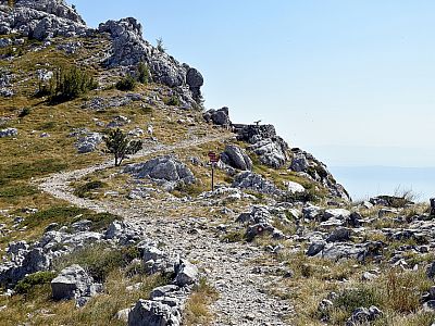 Im Sattel links des Gipfels erreichen wir den Aussichtspunkt Štrbina