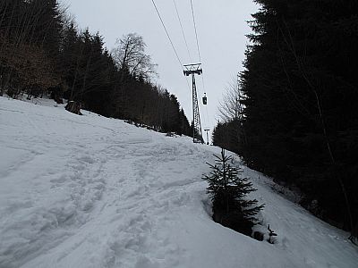 Entlang der Liftmasten der Taubensteinbahn...