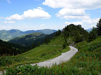 Auf dem Wirtschaftsweg steigen wir ab