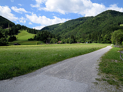 Am Ortsausgang spazieren wir auf dem Schotterweg weiter nach Westen
