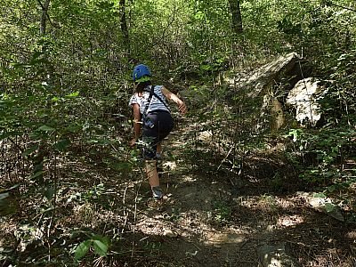 Dem Pfad folgen wir bis unter die Felsen